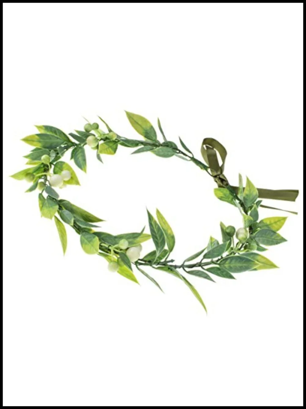 Green Leaf Boho Eucalyptus Halo Wedding Woodland Crown with Ribbon Tie